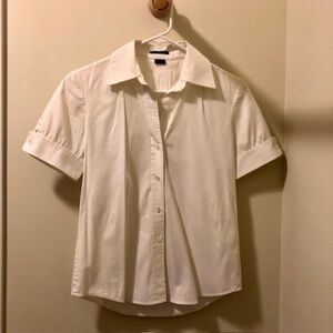 Theory Classic Women's White Button-Down Blouse, Short Slv, Sz P, Like New